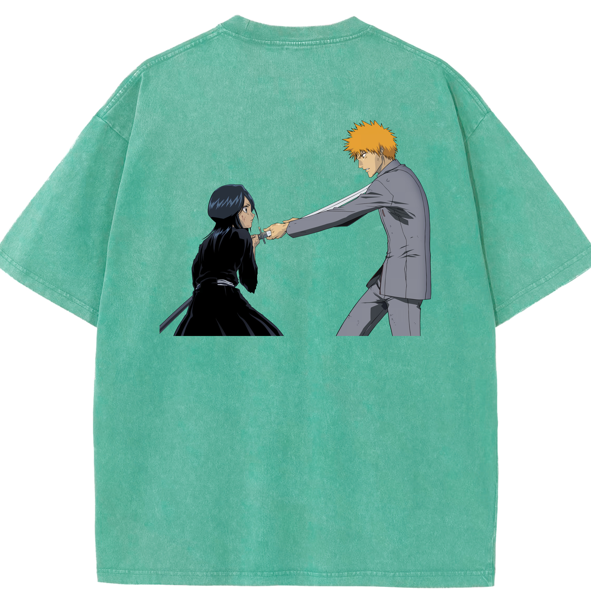 （画像用） ブリーチ 朽木ルキア BLEACH Kuchiki Rukia 綿100% ヴィンテージ風 半袖Tシャツ（背面プリント）